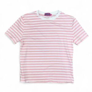 Edikted Pink & White Striped T-Shirt‎ Womens Medium Preppy